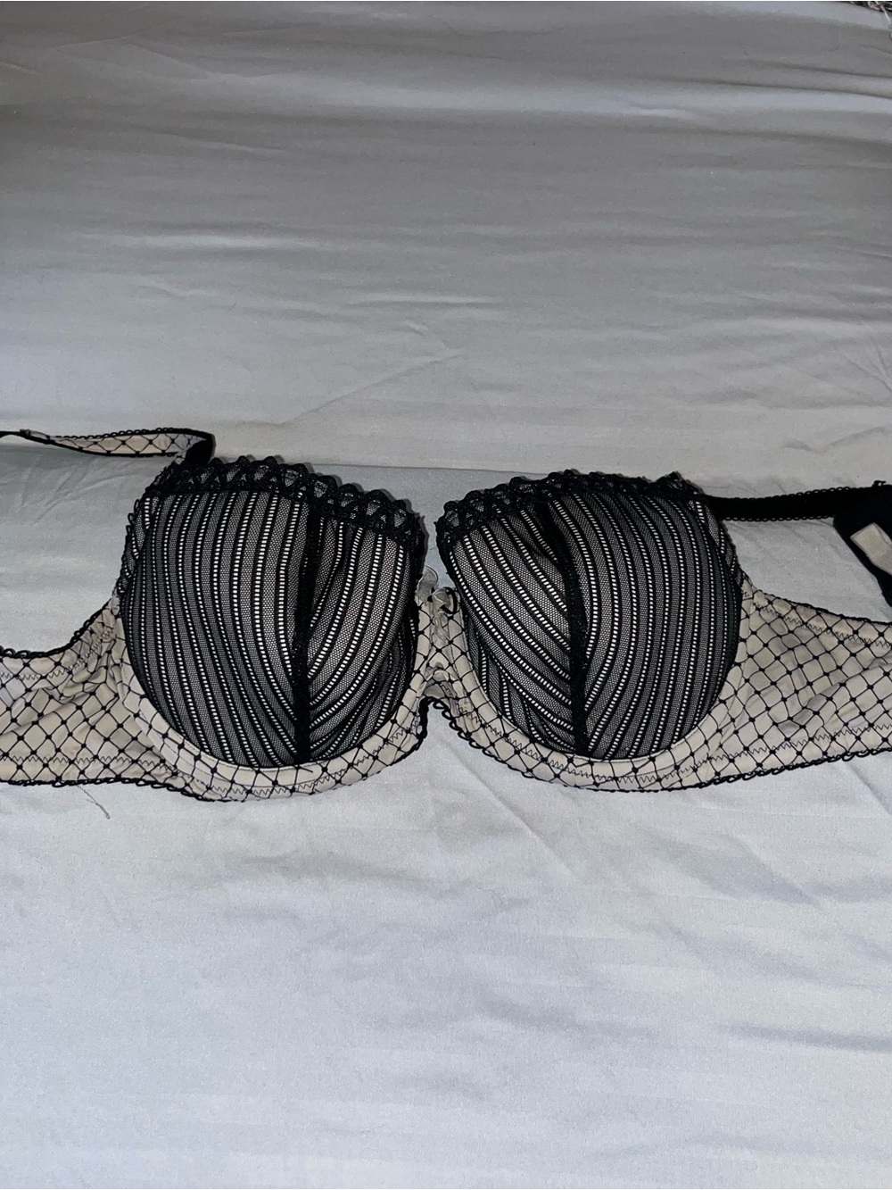 Adore Me Black Striped Lace Balconette Bra